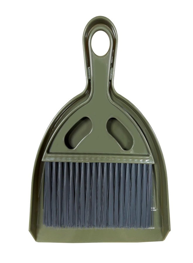 NBGYTECH Mini Broom and Dustpan Set Small Broom with Dustpan Combo Set Portable Cleaning Tools for Home Office RV Learning Camping (Olive Green) - Image 1